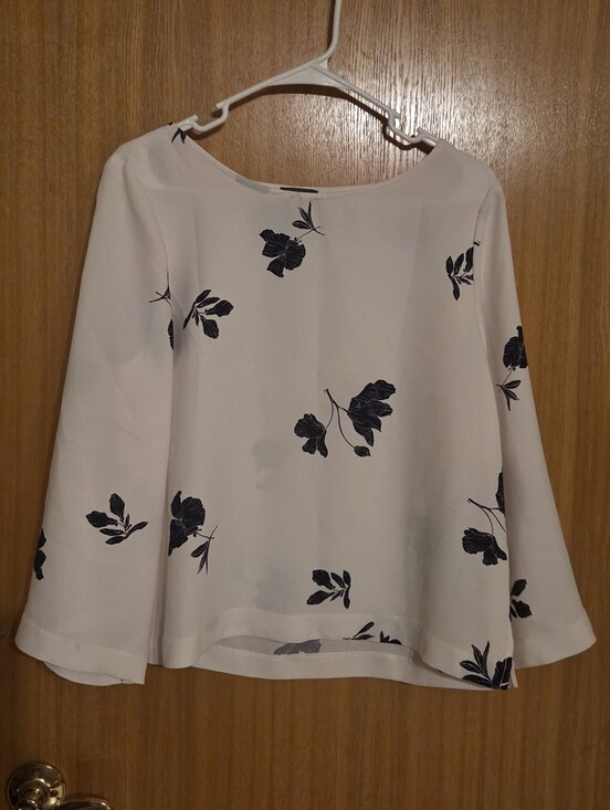 Vince Camuto Tops - Vince Camuto Pale Pink Blouse with Black Floral Print
